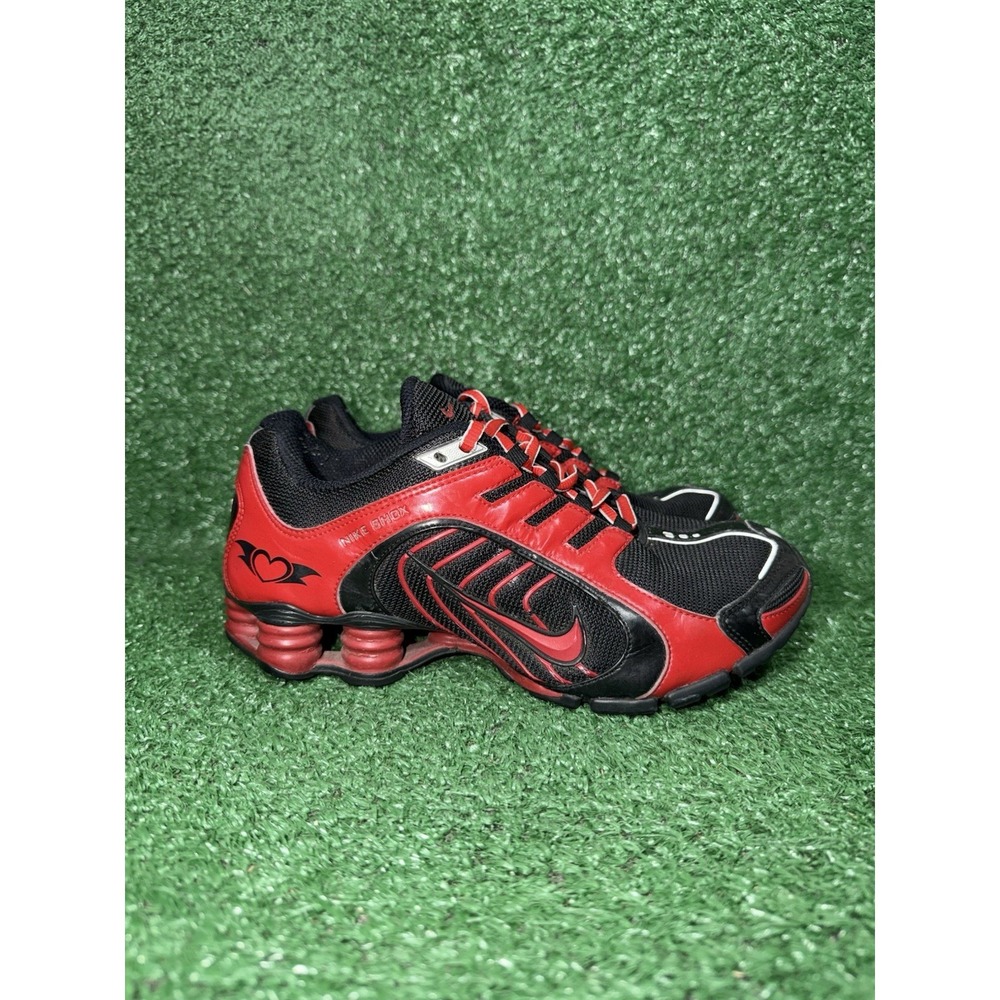 Vintage Nike Shox ID Womens Size 7 Black Red Running Shoes Comfort Sneakers Y2K